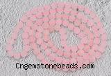 GMN929 Hand-knotted 8mm, 10mm matte rose quartz 108 beads mala necklaces