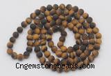 GMN933 Hand-knotted 8mm, 10mm matte yellow tiger eye 108 beads mala necklaces