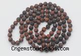 GMN934 Hand-knotted 8mm, 10mm matte red tiger eye 108 beads mala necklaces