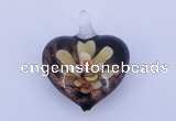 LP02 16*32*40mm heart inner flower lampwork glass pendants