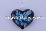 LP03 16*32*40mm heart inner flower lampwork glass pendants