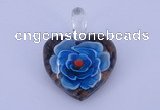 LP04 16*30*38mm heart inner flower lampwork glass pendants