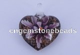 LP08 16*32*40mm heart inner flower lampwork glass pendants