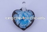 LP09 16*30*40mm heart inner flower lampwork glass pendants