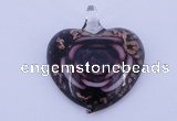 LP12 13*38*43mm heart inner flower lampwork glass pendants