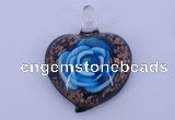 LP14 15*38*48mm heart inner flower lampwork glass pendants