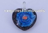 LP15 15*30*38mm heart inner flower lampwork glass pendants