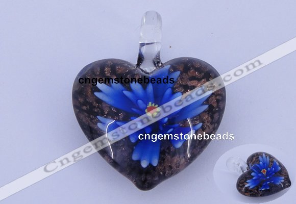 LP16 15*32*38mm heart inner flower lampwork glass pendants