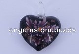 LP17 16*33*42mm heart inner flower lampwork glass pendants