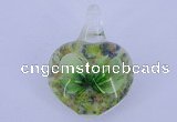 LP18 18*30*40mm heart inner flower lampwork glass pendants