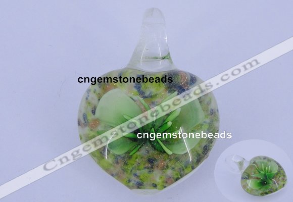 LP18 18*30*40mm heart inner flower lampwork glass pendants