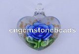 LP20 16*35*40mm heart inner flower lampwork glass pendants