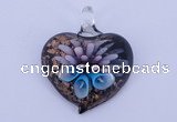 LP21 14*36*42mm heart inner flower lampwork glass pendants