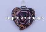 LP23 14*34*45mm heart inner flower lampwork glass pendants