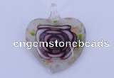 LP24 11*37*45mm heart inner flower lampwork glass pendants