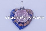 LP26 15*40*50mm heart inner flower lampwork glass pendants