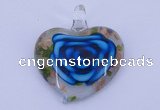 LP27 12*38*43mm heart inner flower lampwork glass pendants