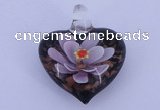 LP28 16*31*35mm heart inner flower lampwork glass pendants