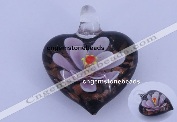 LP28 16*31*35mm heart inner flower lampwork glass pendants