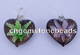 LP29 16*32*42mm heart inner flower lampwork glass pendants