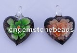 LP30 16*31*41mm heart inner flower lampwork glass pendants