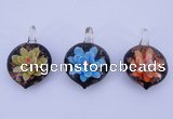 LP33 16*30*45mm heart inner flower lampwork glass pendants