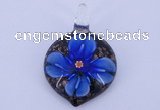 LP38 13*32*46mm heart inner flower lampwork glass pendants