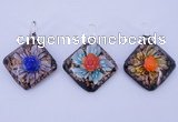 LP57 12*36*46mm diamond inner flower lampwork glass pendants