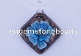 LP59 12*38*48mm diamond inner flower lampwork glass pendants