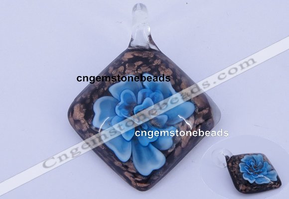 LP59 12*38*48mm diamond inner flower lampwork glass pendants