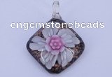 LP60 12*38*48mm diamond inner flower lampwork glass pendants