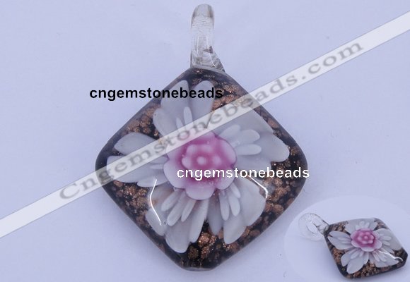 LP60 12*38*48mm diamond inner flower lampwork glass pendants