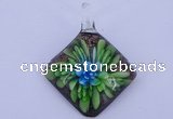 LP63 12*39*50mm diamond inner flower lampwork glass pendants