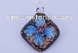 LP64 14*32*53mm diamond inner flower lampwork glass pendants