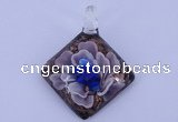 LP65 12*38*48mm diamond inner flower lampwork glass pendants