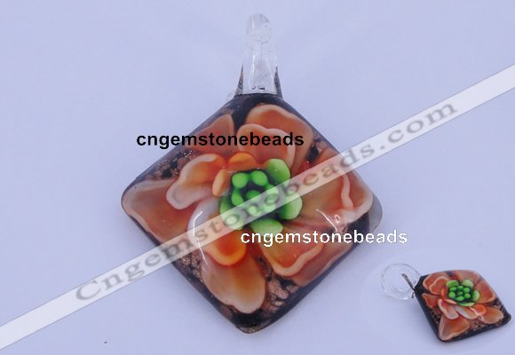 LP66 13*40*50mm diamond inner flower lampwork glass pendants