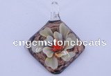 LP67 12*38*48mm diamond inner flower lampwork glass pendants