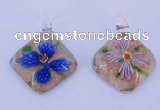 LP68 12*38*48mm diamond inner flower lampwork glass pendants