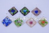 LP70 12*38*48mm diamond inner flower lampwork glass pendants