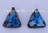 LP71 11*32*44mm triangle inner flower lampwork glass pendants