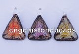 LP72 11*33*47mm triangle inner flower lampwork glass pendants