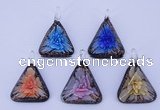 LP73 11*33*47mm triangle inner flower lampwork glass pendants