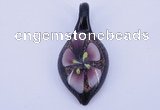 LP80 11*26*54mm leaf inner flower lampwork glass pendants