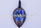 LP82 12*27*56mm leaf inner flower lampwork glass pendants