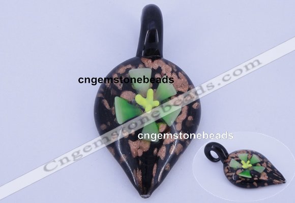 LP83 12*30*57mm leaf inner flower lampwork glass pendants