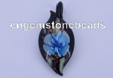 LP84 13*26*58mm leaf inner flower lampwork glass pendants