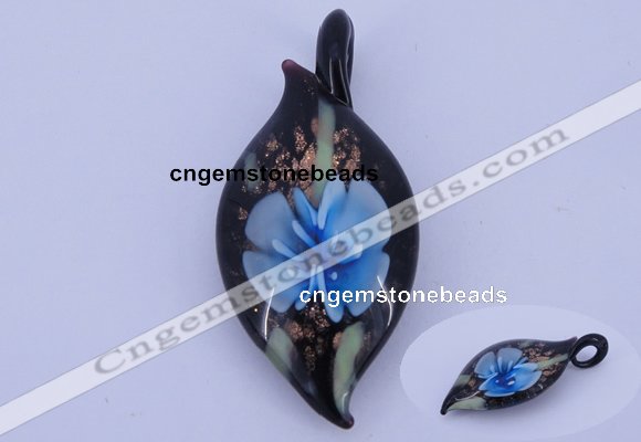 LP84 13*26*58mm leaf inner flower lampwork glass pendants