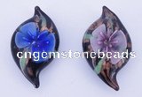 LP85 14*27*50mm leaf inner flower lampwork glass pendants