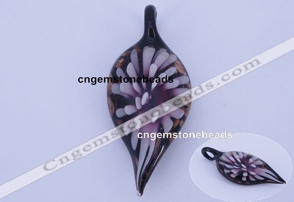 LP88 11*26*60mm leaf inner flower lampwork glass pendants