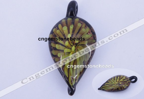 LP90 13*25*53mm leaf inner flower lampwork glass pendants